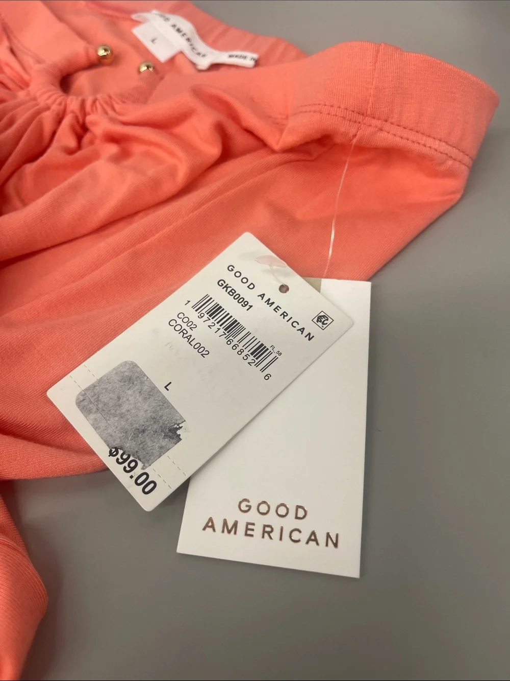 Good American Coral Maxi Skirt with Front Ring Detail